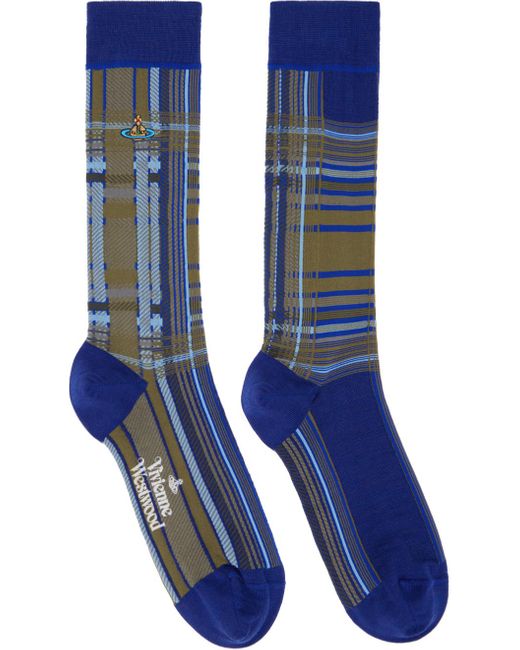 Vivienne Westwood Blue Madras Oversize Socks for men
