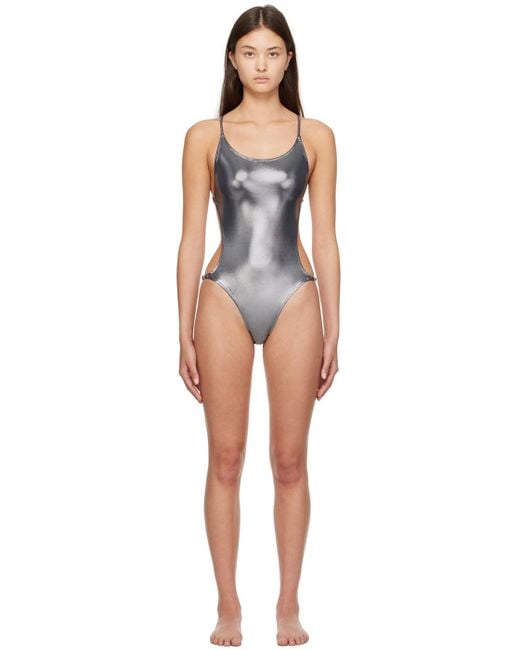 Ganni Black Silver Shine One-piece Swimsuit