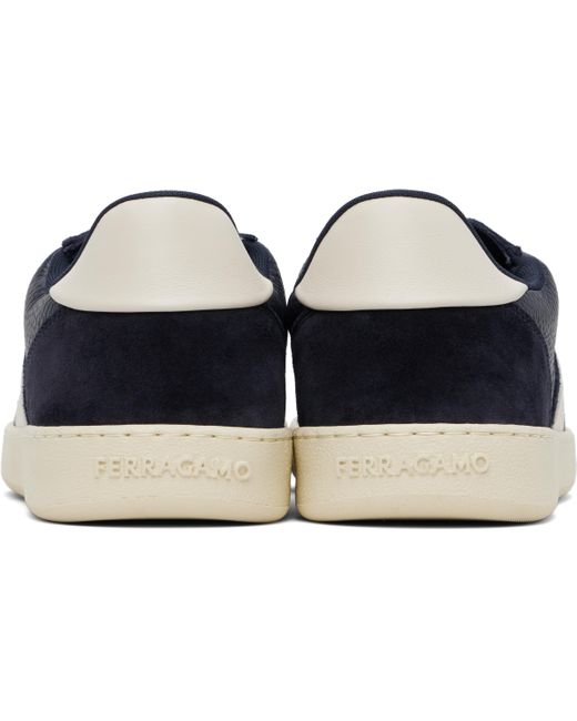 メンズ Ferragamo ネイビー Signature ローカットスニーカー Black