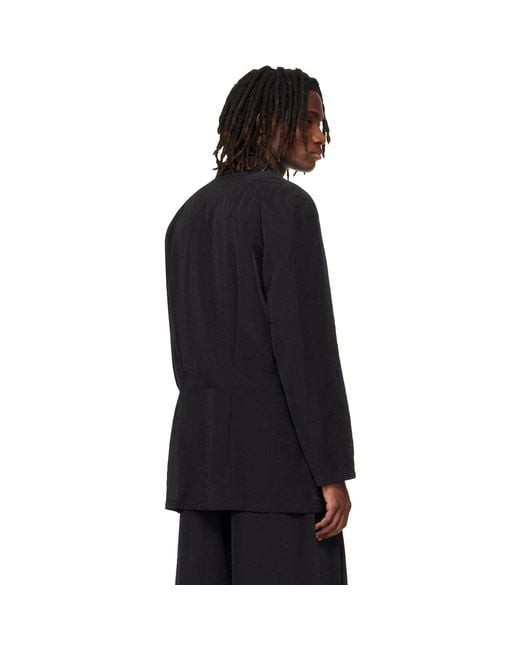 Y-3 Black Crinkled Viscose Chore Blazer for men