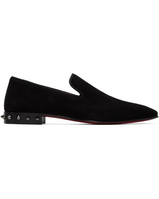 Christian Louboutin Black Marquees Spiked Suede Loafers for men