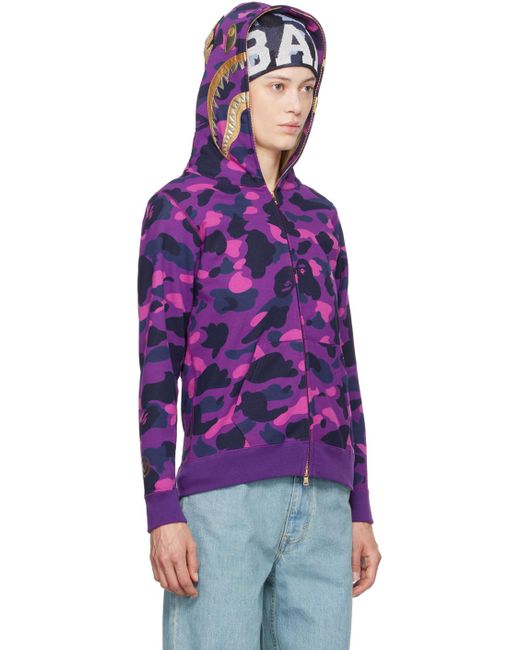 A Bathing Ape Purple Color Camo Shark Hoodie