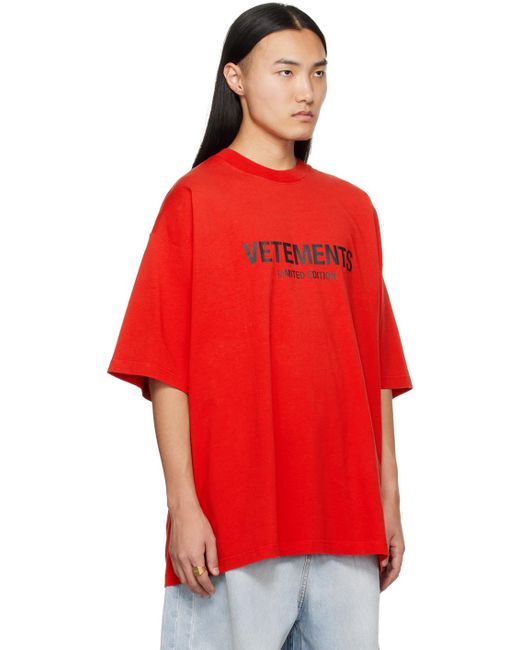 Vetements Red 'limited Edition' T-shirt for men