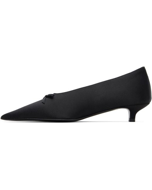 Totême Black Bow Satin Kitten Heels