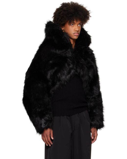 Entire studios Vicinity Crop Faux-fur Jacket in Black for Men | Lyst