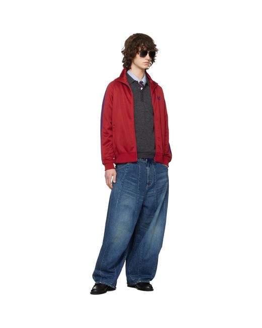 Needles Red Poly Smooth Track Jacket for men