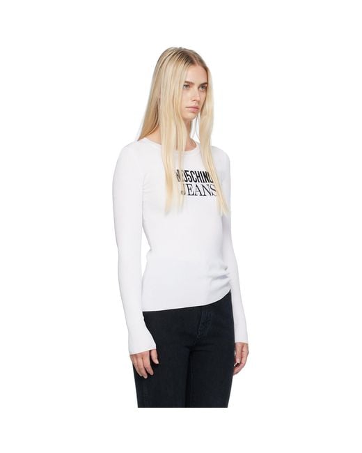 Moschino White Crewneck Sweater