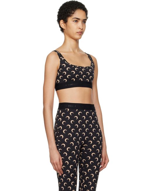 MARINE SERRE ブラック＆ベージュ Moon Printed ジャージ スポーツブラ Black
