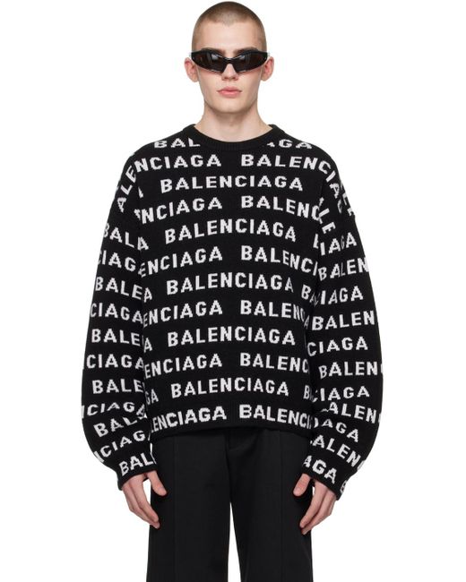 メンズ Balenciaga ジャカードロゴ セーター Black