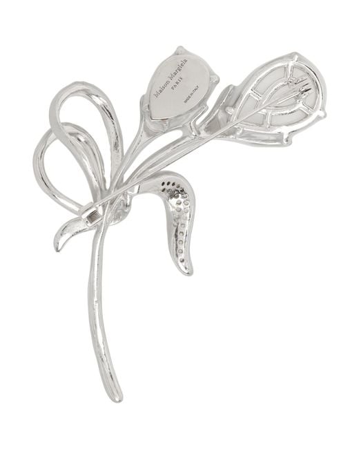 Maison Margiela White Antiqued Wax Floral Brooch