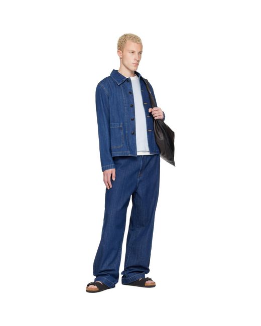 Merz B. Schwanen Blue Cropped Worker's Denim Jacket for men
