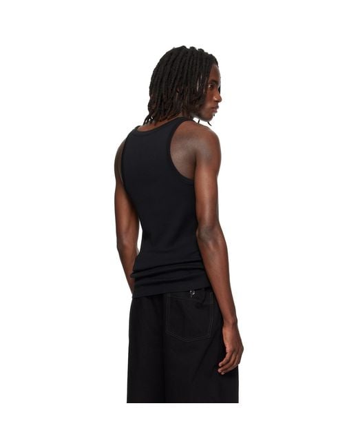 Lemaire Black Ribbed Jersey Tank Top for men