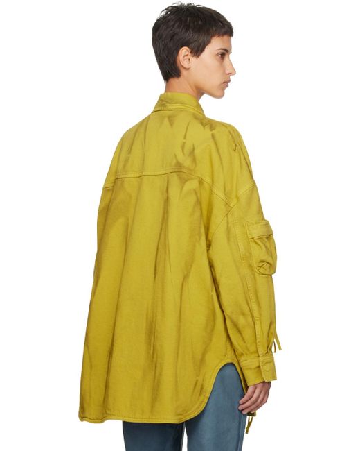 The Attico Yellow Fern Cotton Biker Jacket