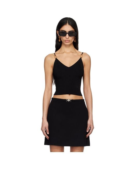 Versace Black Viscose Knit Crop Camisole