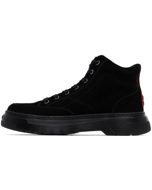 HUGO Black Stacked Logo Boots for men