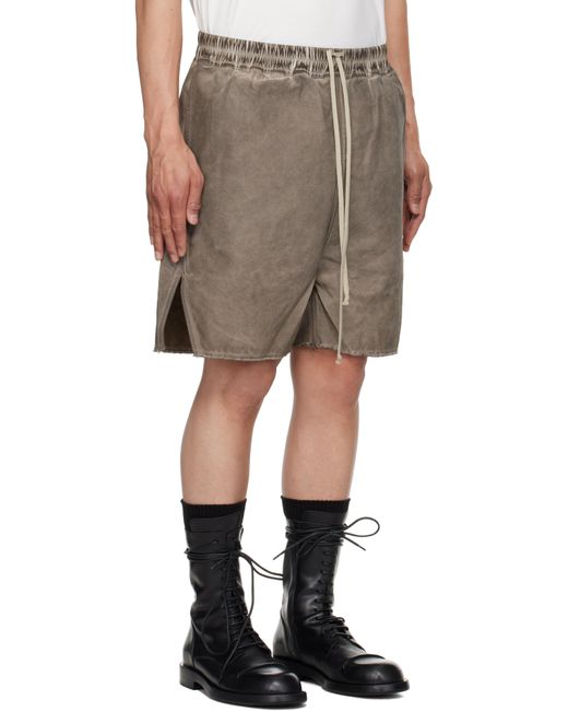 Rick Owens Natural Hollywood Long Boxers Butt Zipp Shorts for men