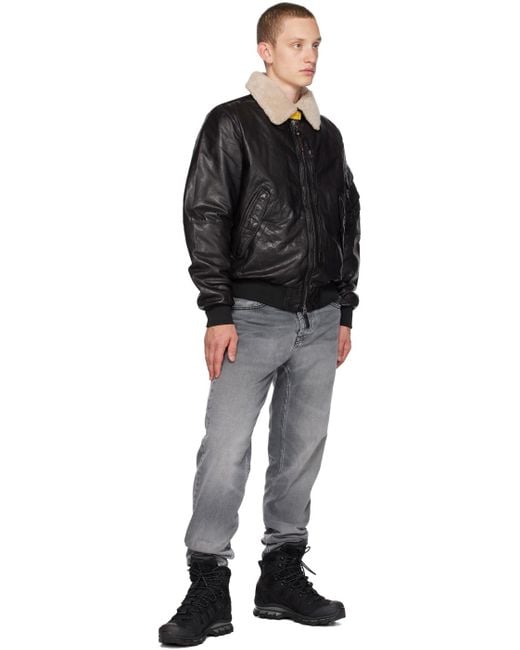 Parajumpers Black Josh Leather Jacket for men