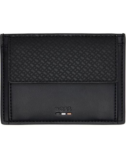 Boss Black Emed Logo Coin & Card Holder for men