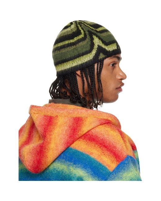 ANDERSSON BELL Green Khaki Paint Beanie for men