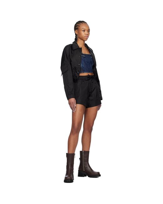 Ganni Black Crinkled Future Denim Strap Top