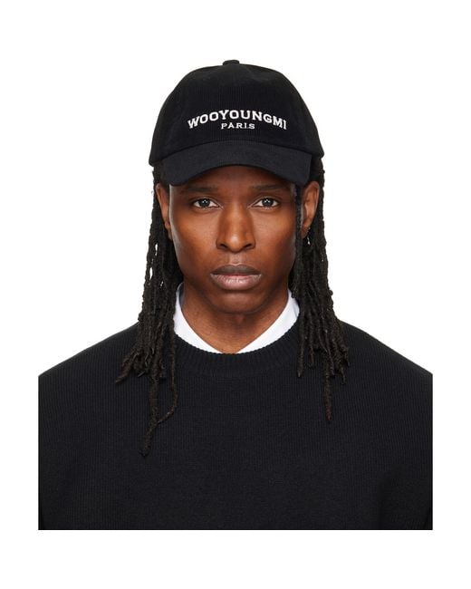 Wooyoungmi Black Embroidered Ball Cap for men