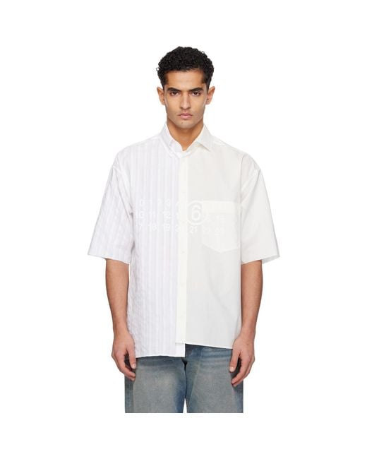 MM6 by Maison Margiela White Off- Two-Tone Cotton Poplin Shirt for men