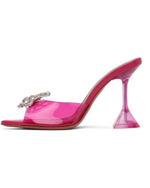 AMINA MUADDI Black Pink Rosie Glass Slipper Heeled Sandals
