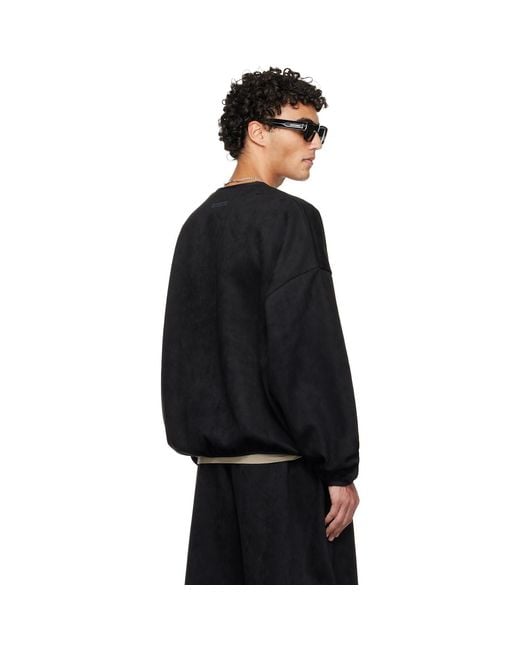 Fear Of God Black Holiday Modern Crewneck Faux-Suede Sweatshirt for men