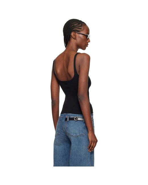 Courreges Black Buckle 90's Rib Tank Top