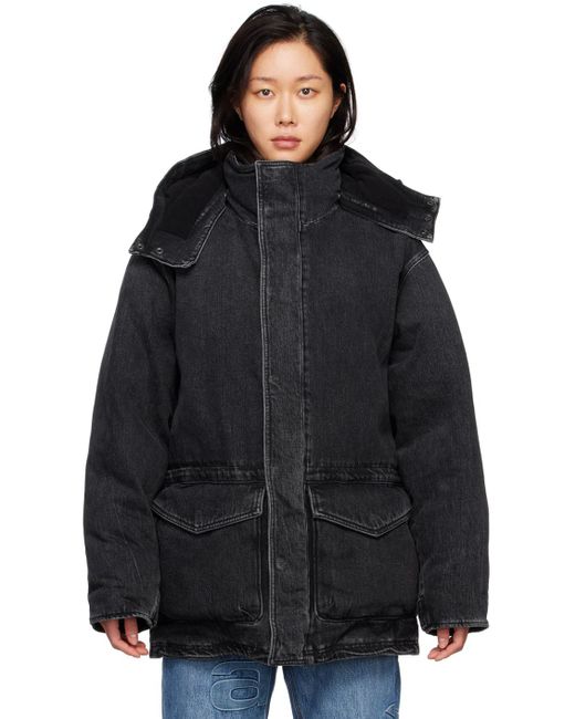 Alexander Wang Black Gray Extreme Puffer Denim Jacket
