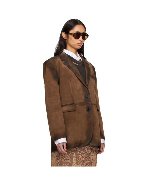 Acne Brown Suede Suit Jacket