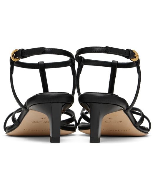 Dear Frances Black Tee Heeled Sandals