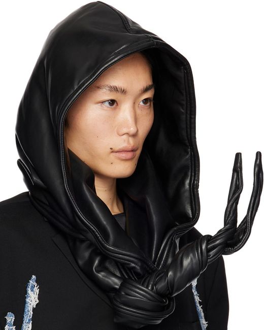 Y. Project Black Wire Leather Hood for men