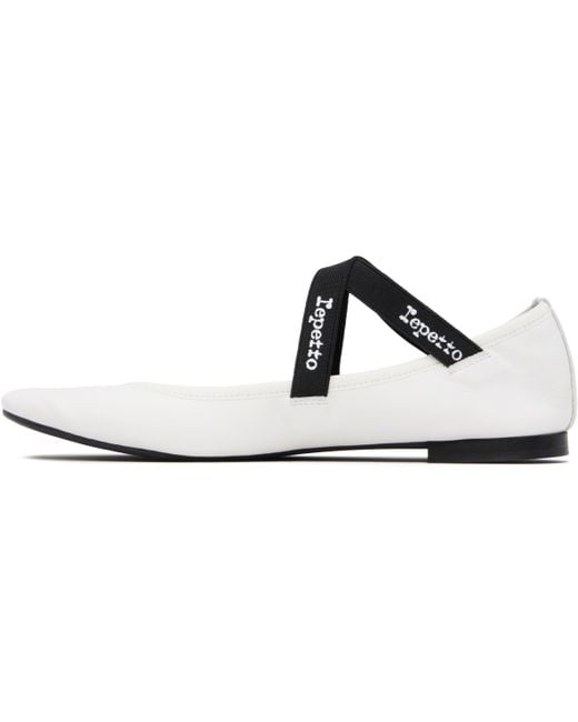 Repetto ホワイト Joana メリージェーン バレエシューズ Black