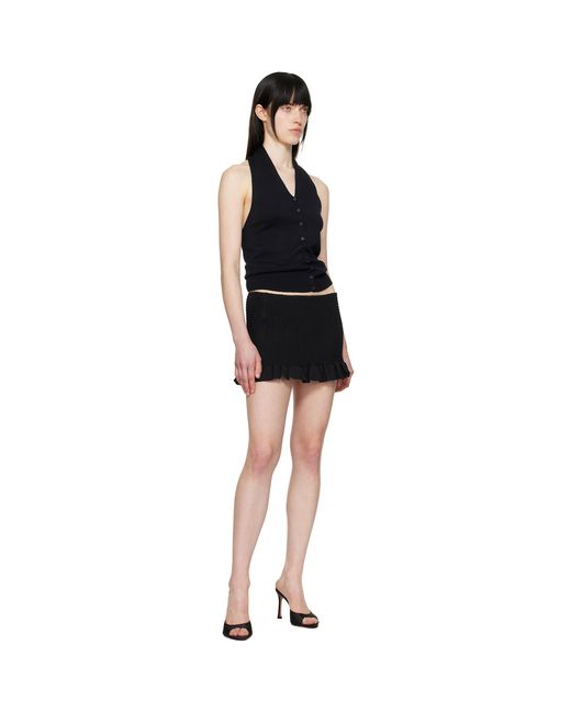 GUIZIO Black Apolline Smocked Miniskirt