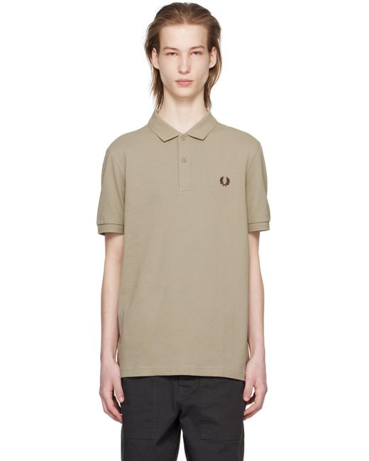 Fred Perry Black Taupe Embroidered Polo for men