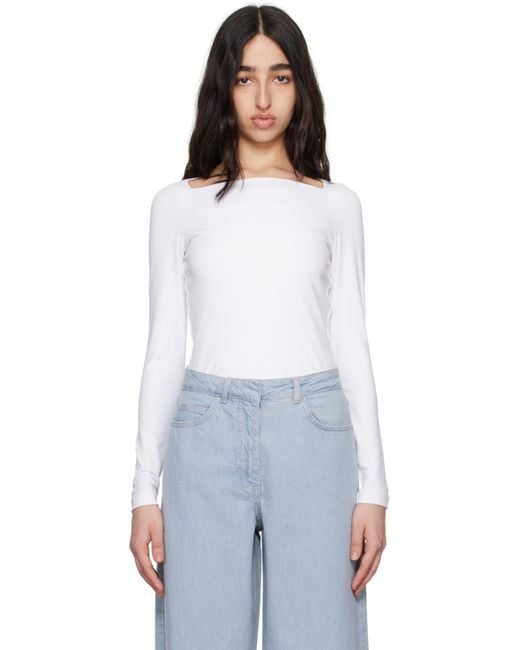 REMAIN Birger Christensen White Long Sleeve Jersey Top