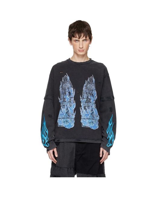 Who Decides War Blue Flame Glass Double T-Shirt for men