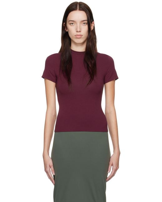 Skims Red Burgundy Cotton Jersey T-Shirt