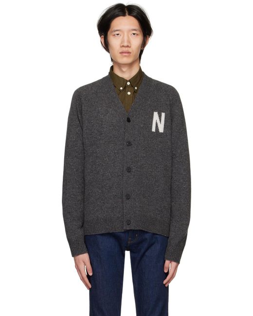 Norse Projects Black Gray Kasper N Donegal Cardigan for men