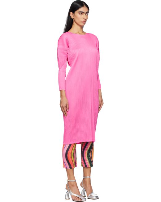Pleats Please Issey Miyake Pink Monthly Colors October Midi Dress