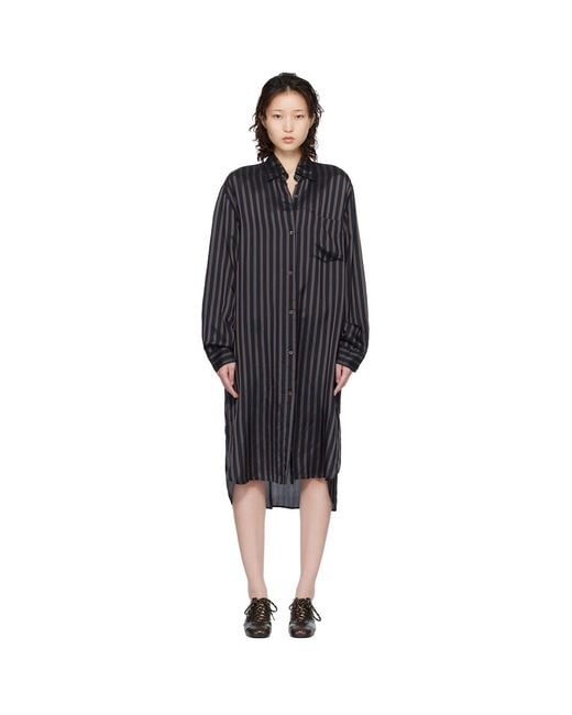Dries Van Noten Black Shirt Midi Dress