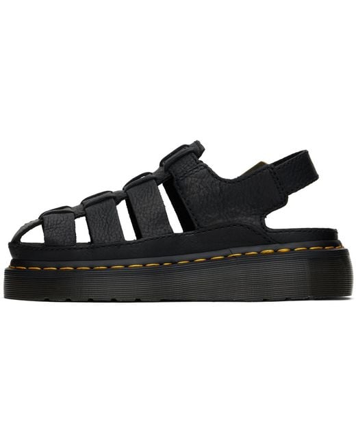 Dr. Martens Black Wrenlie Grizzly Leather Fisherman Sandals for men