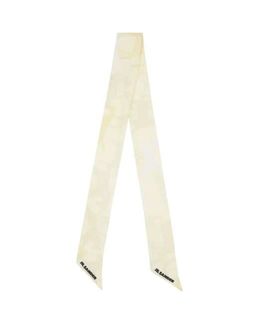 Jil Sander White Off- Printed Silk Scarf