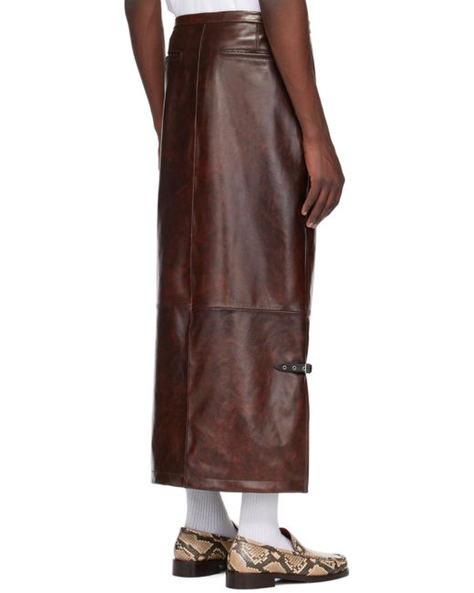 Acne Brown Long Leather Maxi Skirt for men