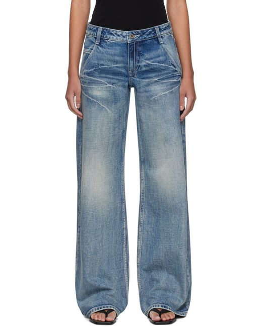 Fax Copy Express Blue '888' Low-Rise Loose Jeans
