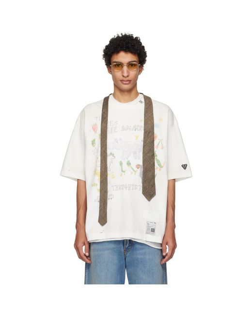 Maison Mihara Yasuhiro White Off- Kids Doodle Printed T-Shirt for men