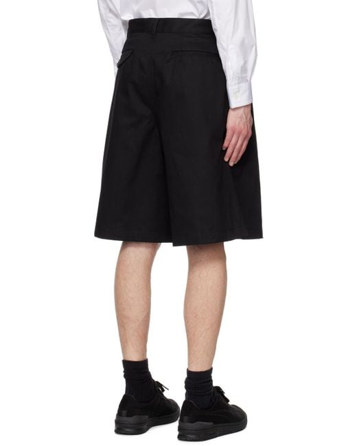 メンズ Comme des Garçons ブラック タック ショートパンツ Black