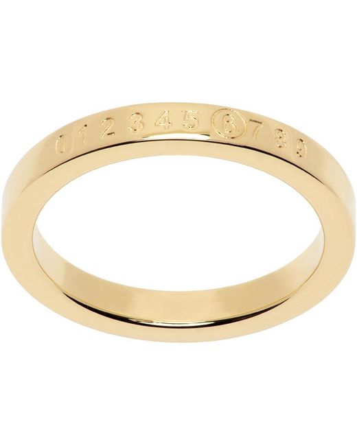 MM6 by Maison Martin Margiela Metallic Gold Numeric Minimal Signature Ring for men