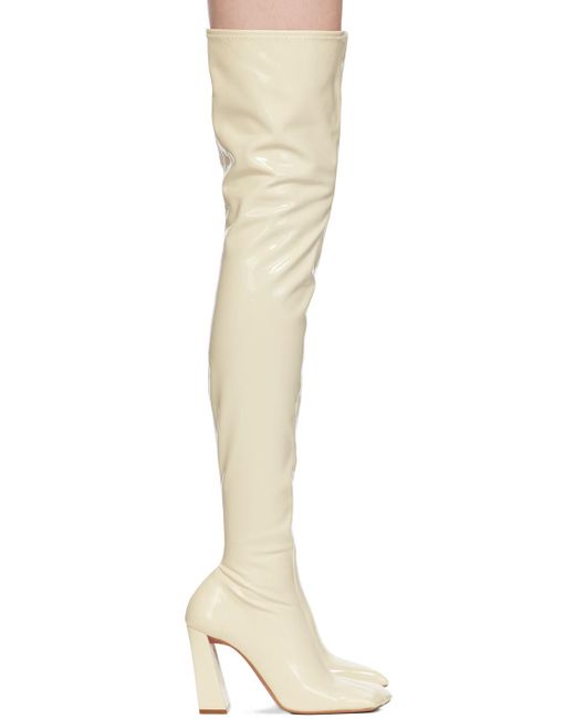 AMINA MUADDI Black Off-white Marine Stretch Thigh High Boots